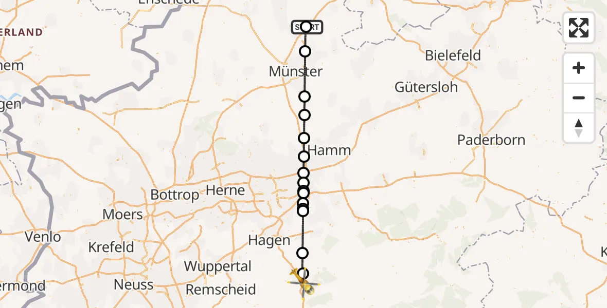 Flugroute Ambulanzhubschrauber Christoph  Westfalen-ADAC - Lüdenscheid, 06 September 2026, 22:36