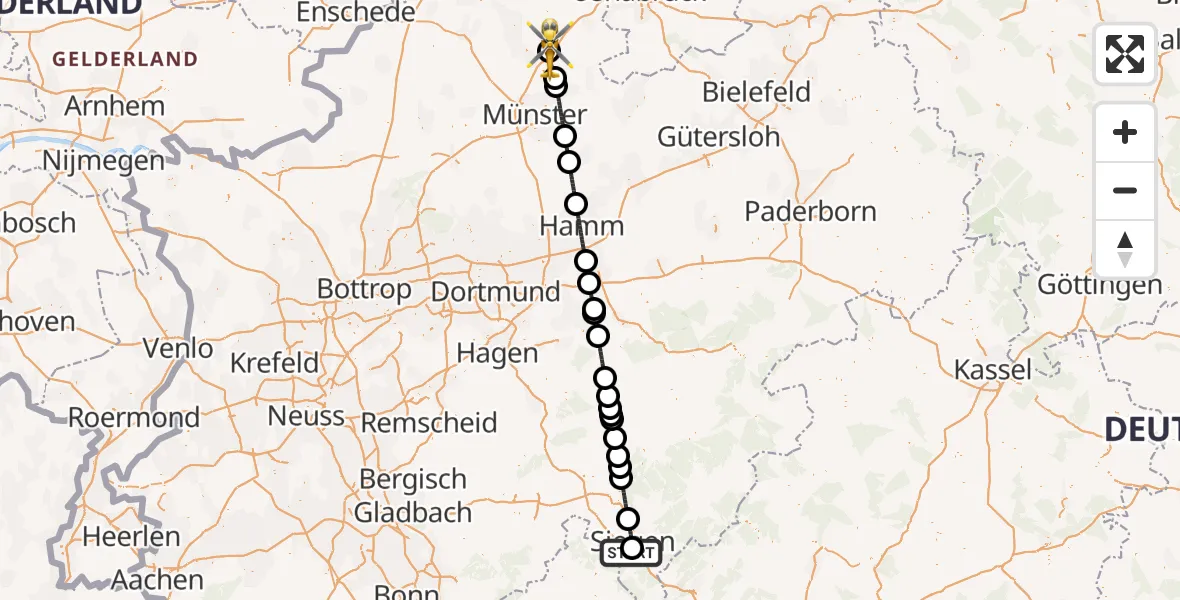 Flugroute Ambulanzhubschrauber Evangelisches Jung-Stilling Hospital - Christoph  Westfalen-ADAC, 07 September 2026, 00:44