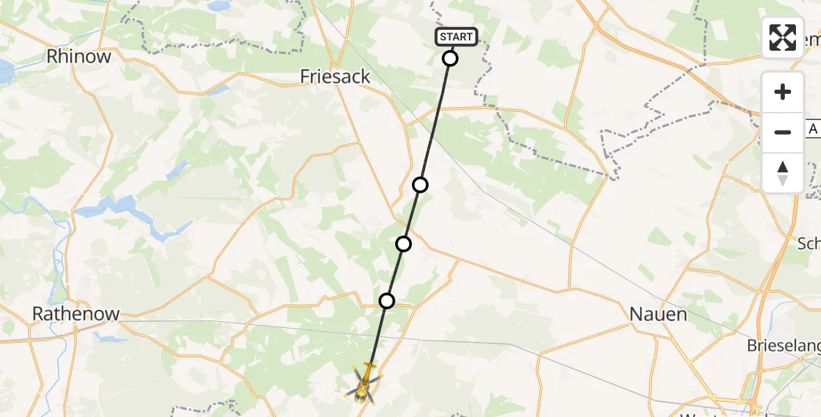 Flugroute Rettungshubschrauber Friesack - Märkisch Luch, 07 September 2026, 06:41
