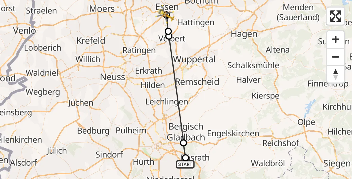 Flugroute Ambulanzhubschrauber Köln Bonn Flughafen - Alfried Krupp Hospital, 07 September 2026, 06:42