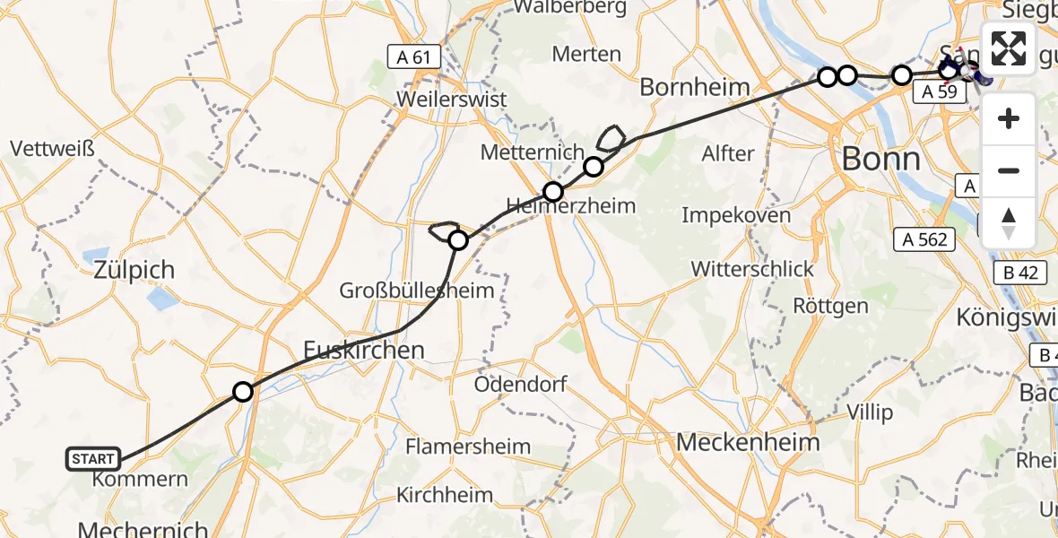 Flugroute Polizeihubschrauber Mechernich - Sankt Augustin, 07 September 2026, 06:59