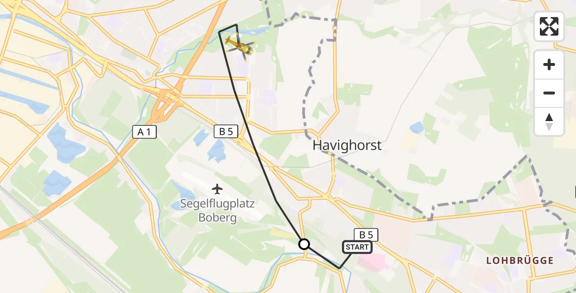 Flugroute Rettungshubschrauber Christoph Hansa ADAC Hubschrauberlandeplatz - Hamburg, 07 September 2026, 07:03