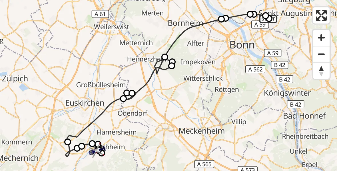 Flugroute Polizeihubschrauber Sankt Augustin - Bad Münstereifel, 07 September 2026, 07:40