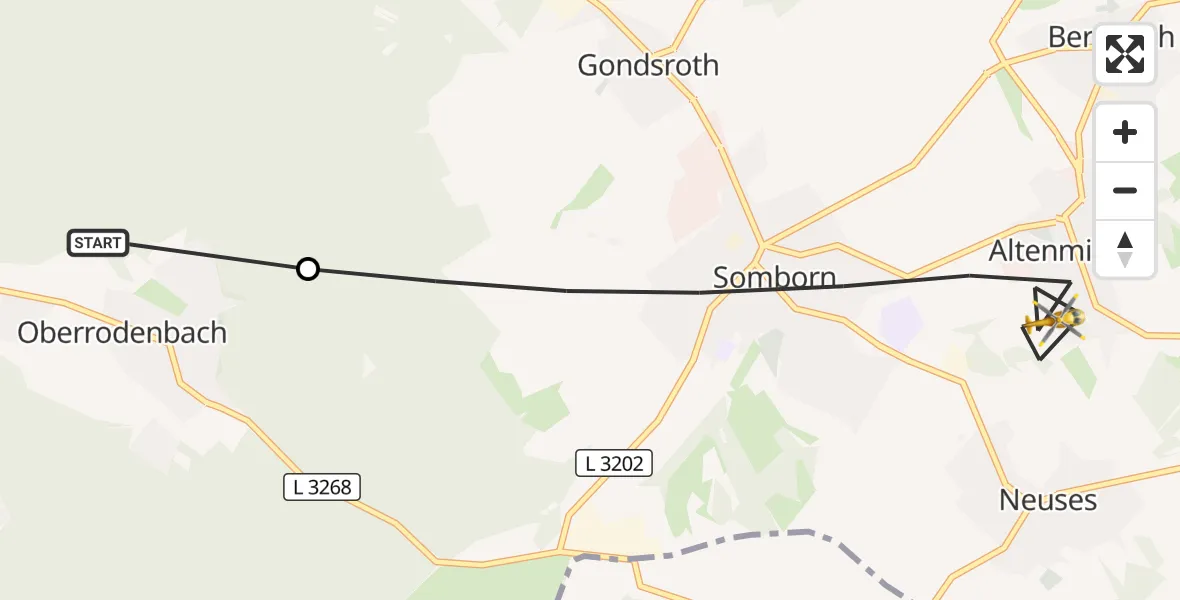 Flugroute Rettungshubschrauber Rodenbach - Freigericht, 07 September 2026, 07:55
