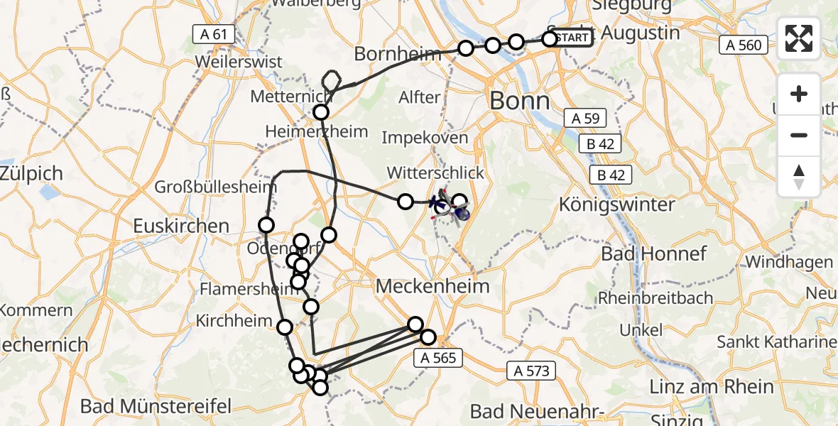 Flugroute Polizeihubschrauber Sankt Augustin - Alfter, 07 September 2026, 07:59
