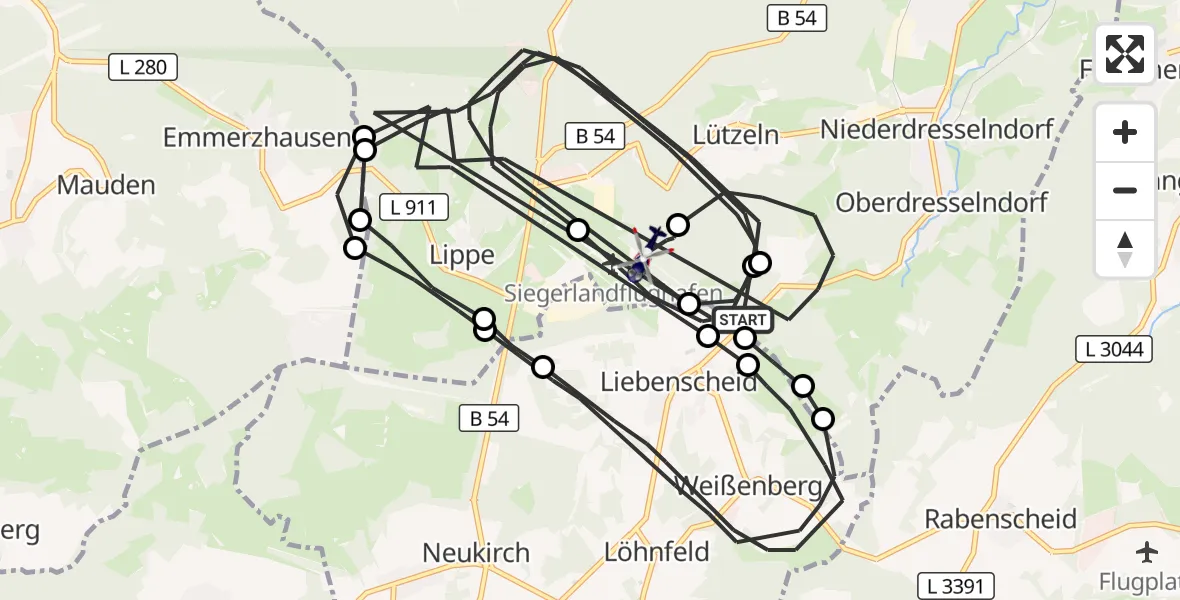 Flugroute Polizeihubschrauber Burbach - Siegerland Flughafen, 07 September 2026, 08:31