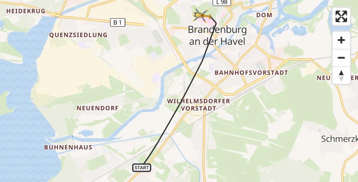 Flugroute Rettungshubschrauber Brandenburg an der Havel - Brandenburg an der Havel, 07 September 2026, 08:50