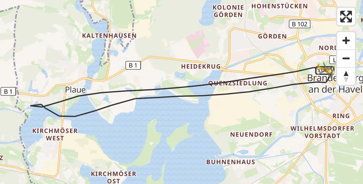 Flugroute Rettungshubschrauber Brandenburg an der Havel - Brandenburg an der Havel, 07 September 2026, 09:15