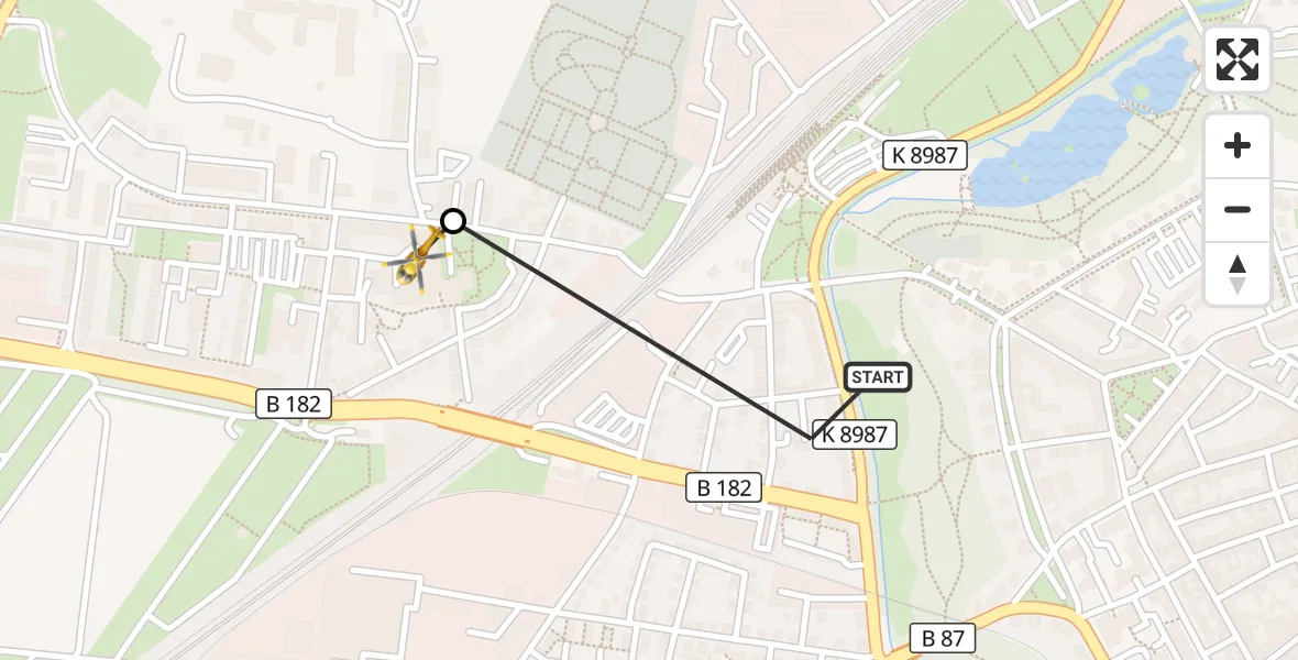 Flugroute Rettungshubschrauber Torgau - Torgau District Hospital, 07 September 2026, 09:28