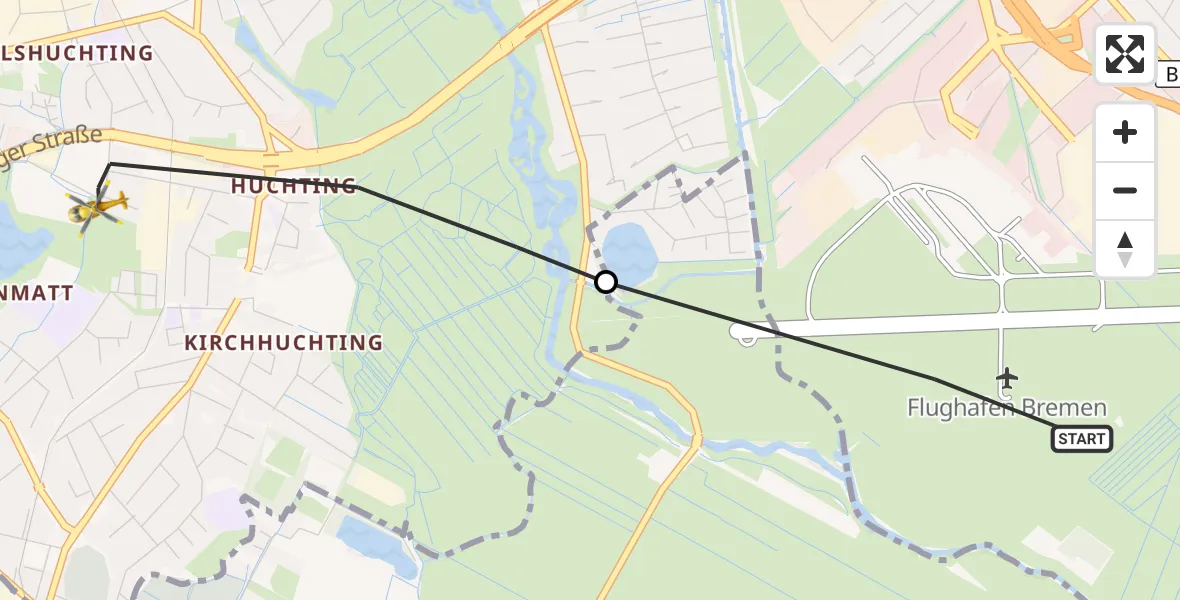 Flugroute Rettungshubschrauber Flughafen Bremen - Bremen, 07 September 2026, 09:30