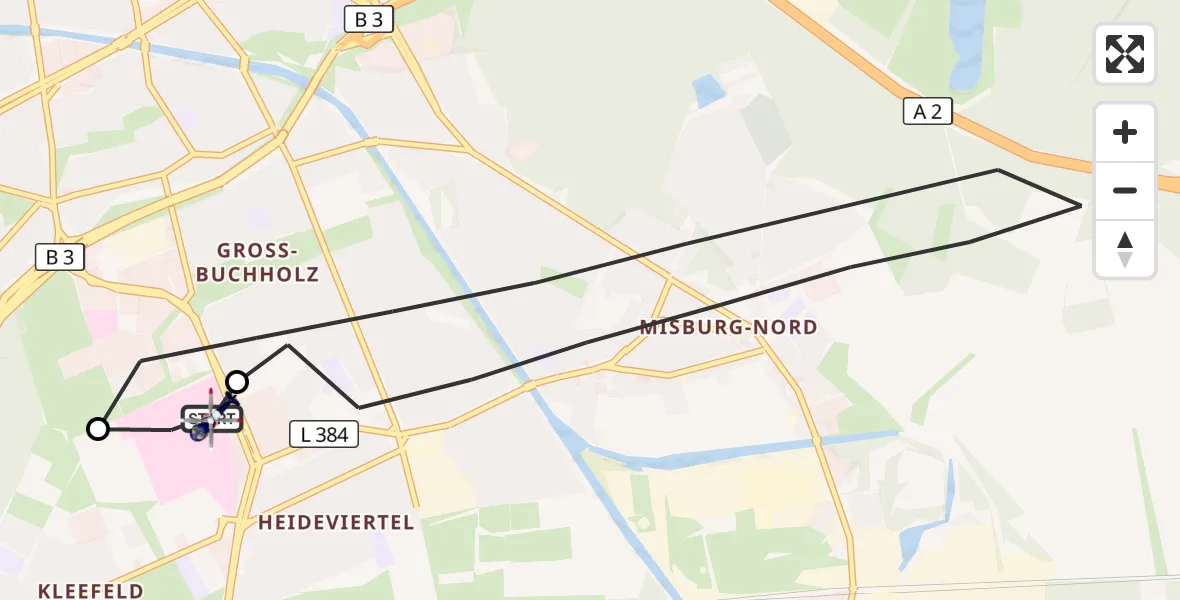 Flugroute Polizeihubschrauber Hannover Luftrettung Hubschrauberlandeplatz (Christoph 4) - Hannover Luftrettung Hubschrauberlandeplatz (Christoph 4), 07 September 2026, 09:40