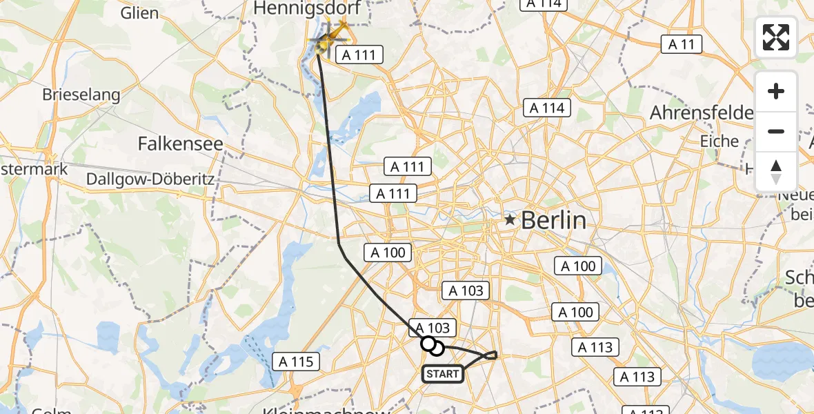 Flugroute Rettungshubschrauber Berlin - Berlin, 07 September 2026, 09:43