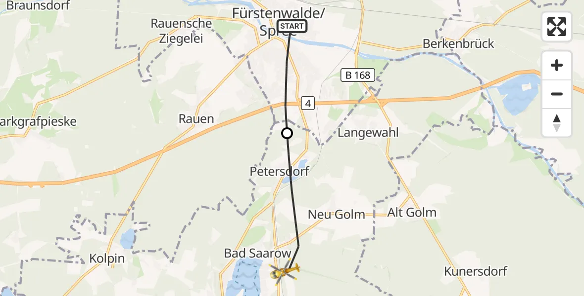 Flugroute Rettungshubschrauber Fürstenwalde/Spree - Bad Saarow, 07 September 2026, 09:58