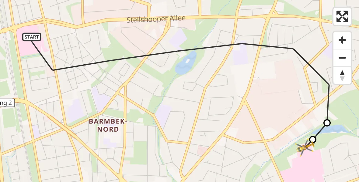 Flugroute Ambulanzhubschrauber Hamburg - Hamburg Military Hospital, 07 September 2026, 10:01
