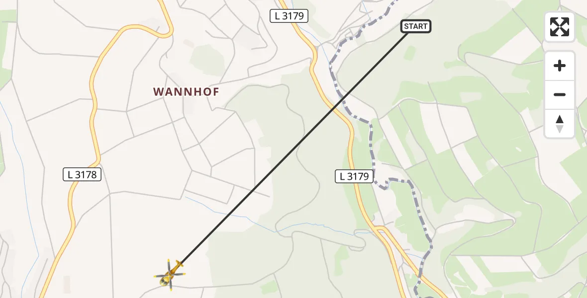 Flugroute Rettungshubschrauber Schlüchtern - Steinau an der Straße, 07 September 2026, 11:19
