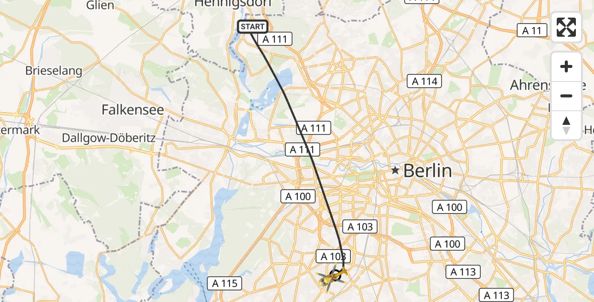 Flugroute Rettungshubschrauber Berlin - Charité Clinic Benjamin Franklin Campus, 07 September 2026, 11:22