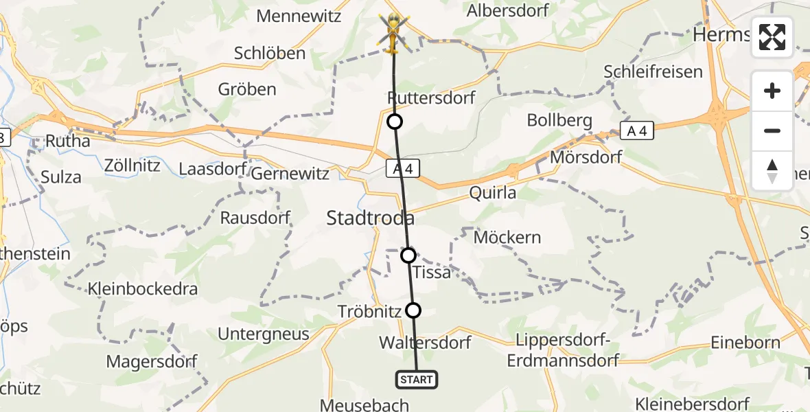 Flugroute Rettungshubschrauber Waltersdorf - Schöngleina, 07 September 2026, 11:23
