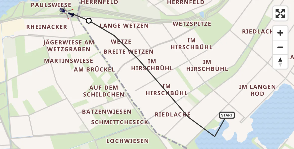 Flugroute Polizeihubschrauber Groß-Rohrheim - Biblis, 07 September 2026, 11:35