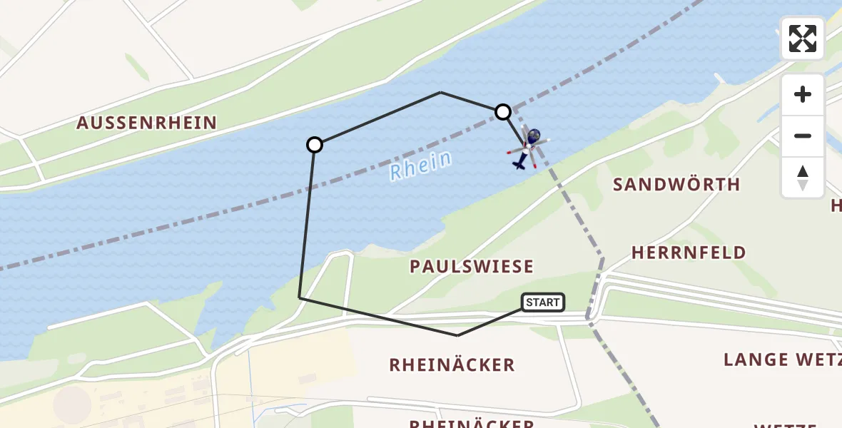 Flugroute Polizeihubschrauber Biblis - Biblis, 07 September 2026, 11:37