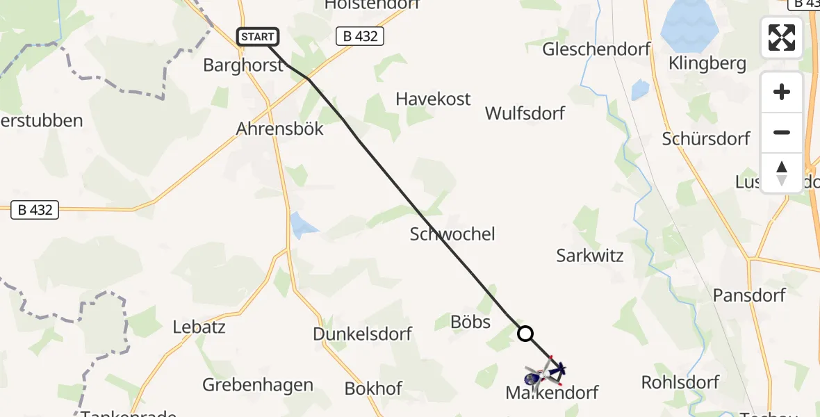Flugroute Polizeihubschrauber Ahrensbök - Stockelsdorf, 07 September 2026, 11:39