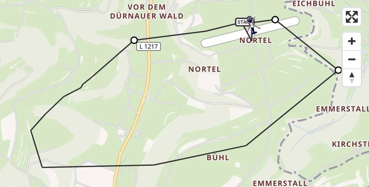 Flugroute Polizeihubschrauber Gruibingen-Nortel Flugplatz - Gruibingen-Nortel Flugplatz, 07 September 2026, 11:42