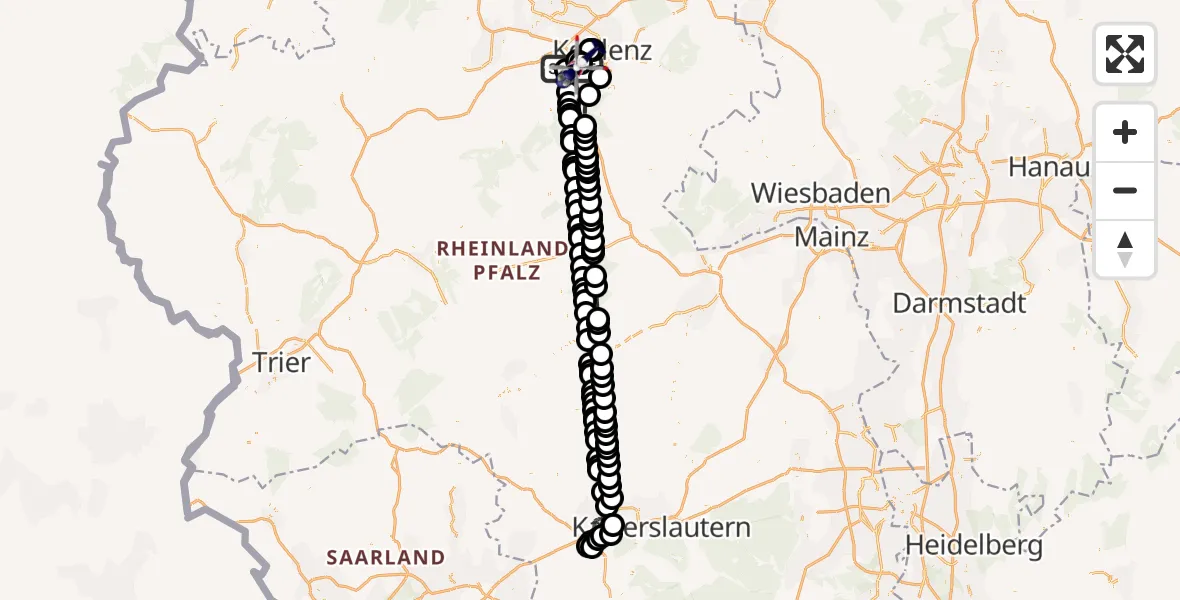Flugroute Polizeihubschrauber Winningen - Koblenz-Winningen Flugplatz, 07 September 2026, 11:51