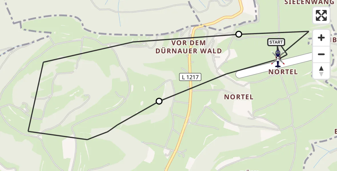 Flugroute Polizeihubschrauber Gruibingen-Nortel Flugplatz - Gruibingen-Nortel Flugplatz, 07 September 2026, 11:55