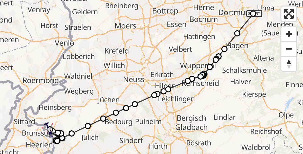 Flugroute Polizeihubschrauber Dortmund Flughafen - Militärflugplatz Geilenkirchen, 07 September 2026, 12:06