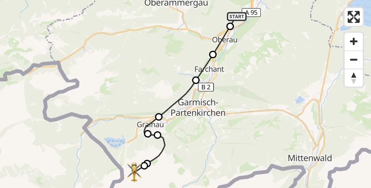 Flugroute Rettungshubschrauber Eschenlohe - Grainau, 07 September 2026, 12:11