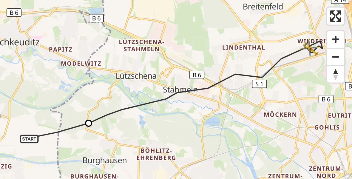 Flugroute Rettungshubschrauber Schkeuditz - Leipzig, 07 September 2026, 12:11