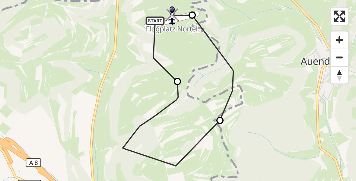 Flugroute Polizeihubschrauber Gruibingen-Nortel Flugplatz - Gruibingen-Nortel Flugplatz, 07 September 2026, 12:21