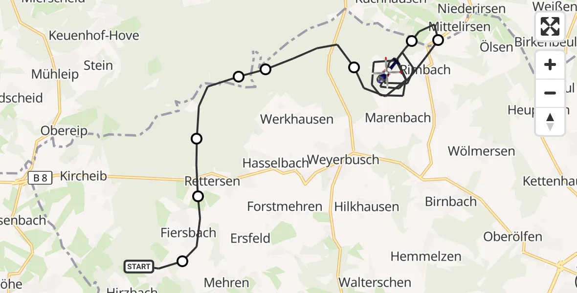 Flugroute Polizeihubschrauber Hirz-Maulsbach - Oberirsen, 07 September 2026, 12:21