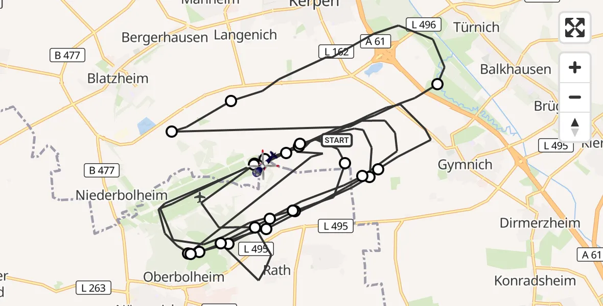 Flugroute Polizeihubschrauber Erftstadt - Kerpen, 07 September 2026, 12:23