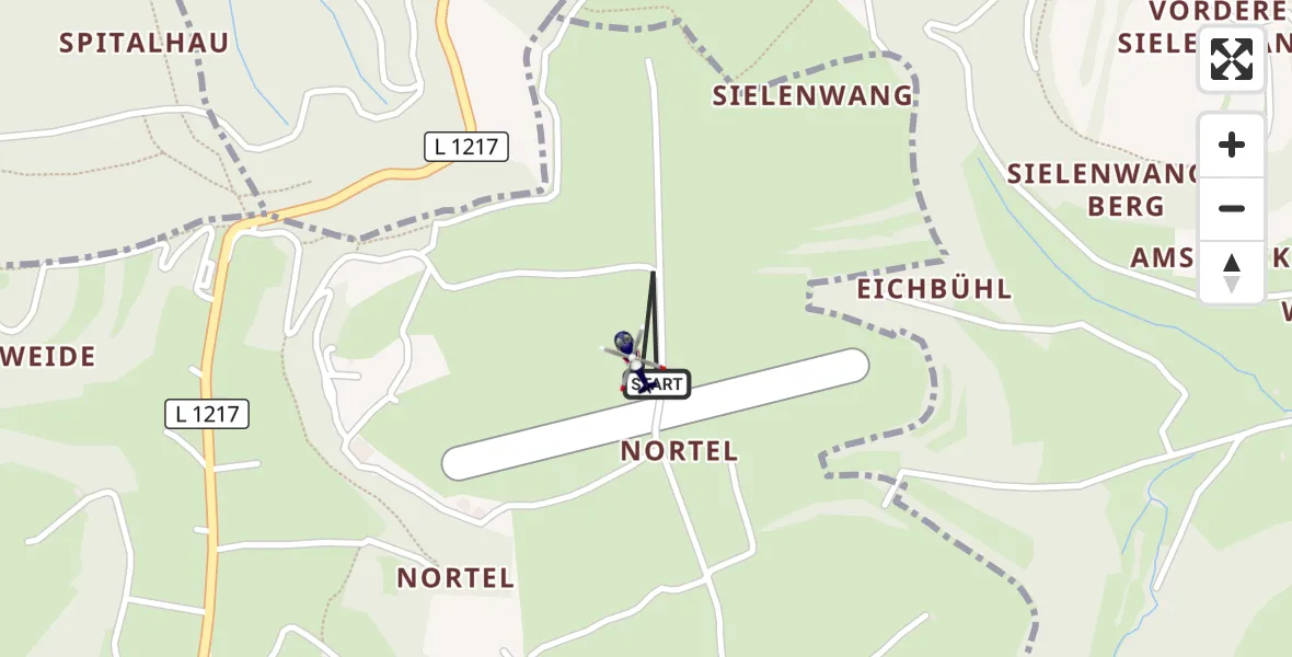 Flugroute Polizeihubschrauber Gruibingen-Nortel Flugplatz - Gruibingen-Nortel Flugplatz, 07 September 2026, 12:25