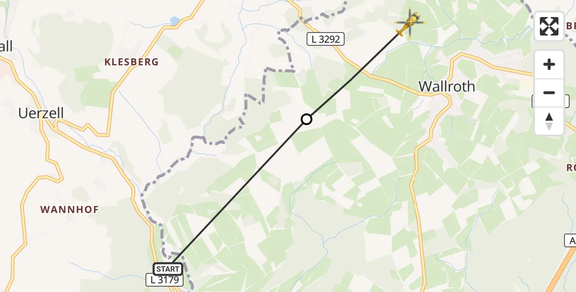 Flugroute Rettungshubschrauber Steinau an der Straße - Schlüchtern, 07 September 2026, 12:26
