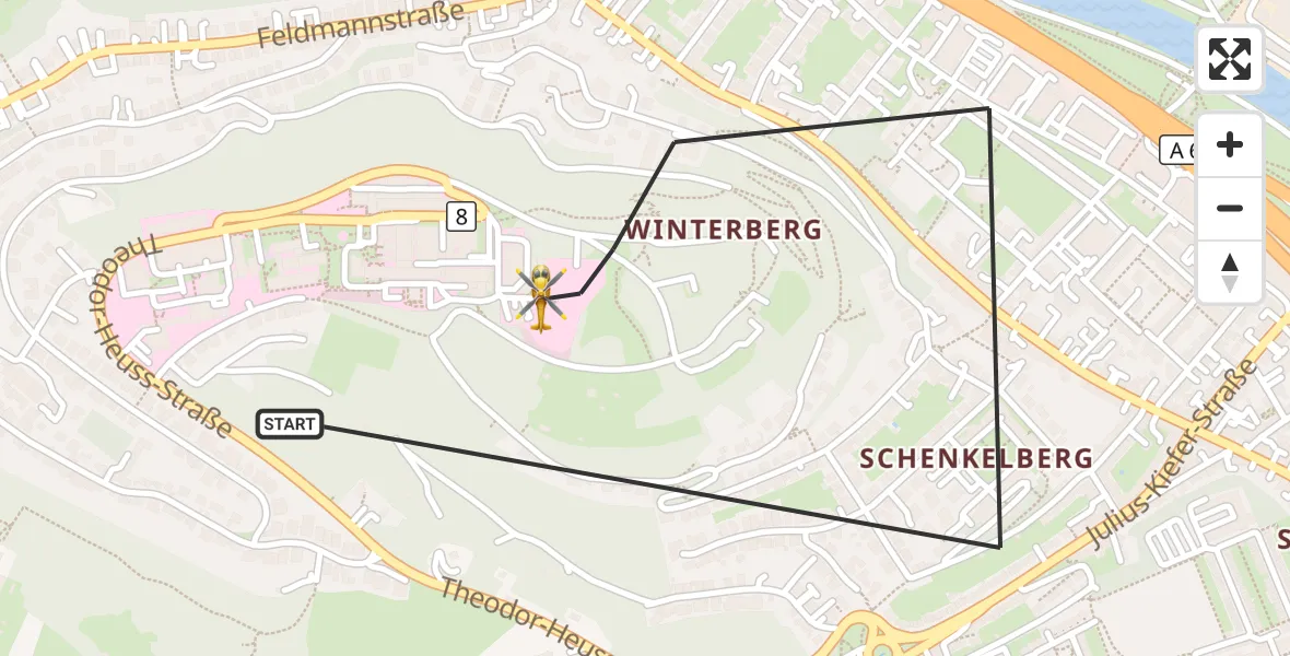 Flugroute Rettungshubschrauber Saarbrücken - Saarbrücken, 07 September 2026, 12:49