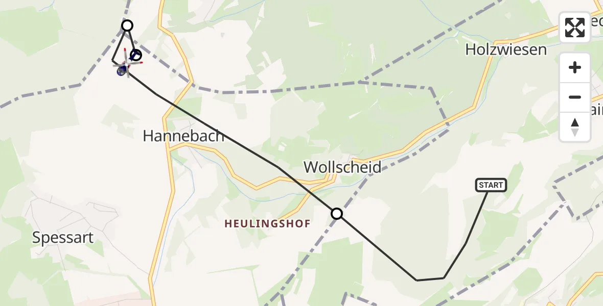 Flugroute Polizeihubschrauber Niederdürenbach - Spessart, 07 September 2026, 12:53