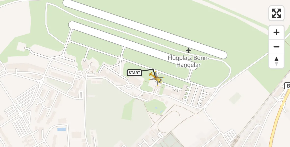 Flugroute Rettungshubschrauber Bonn-Hangelar Flugplatz - Bonn-Hangelar Flugplatz, 07 September 2026, 12:59