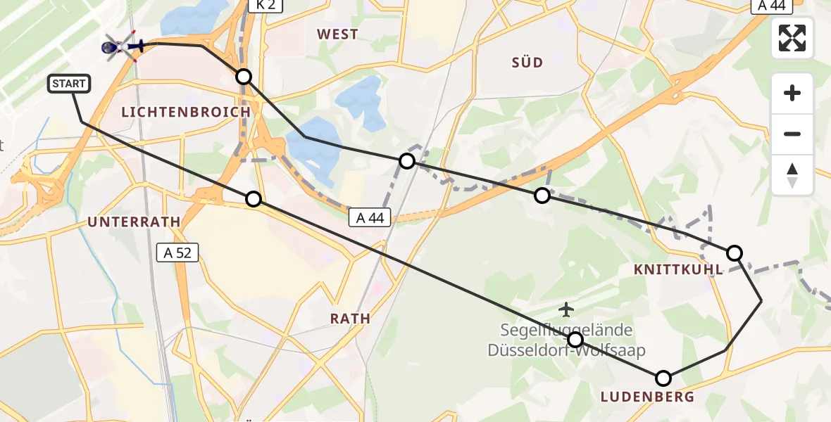 Flugroute Polizeihubschrauber Düsseldorf Flughafen - Düsseldorf Flughafen, 07 September 2026, 13:22