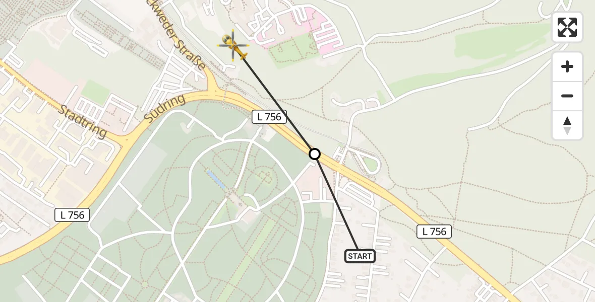 Flugroute Rettungshubschrauber Bielefeld - Luftrettungszentrum Bielefeld, 07 September 2026, 13:57