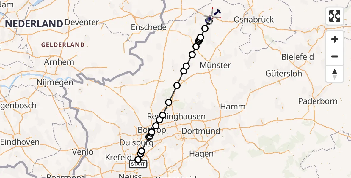 Flugroute Polizeihubschrauber Düsseldorf Flughafen - Hörstel, 07 September 2026, 14:25