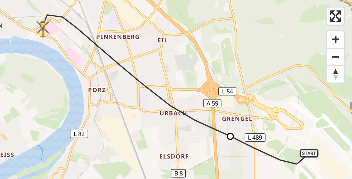 Flugroute Ambulanzhubschrauber Köln Bonn Flughafen - Köln, 07 September 2026, 14:26
