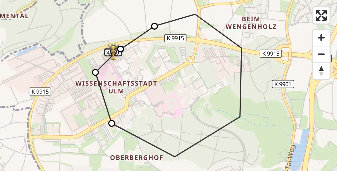 Flugroute Rettungshubschrauber Ulm Military Hospital Emergency - ADAC Air Rescue Station Ulm (Christoph 22), 07 September 2026, 15:11
