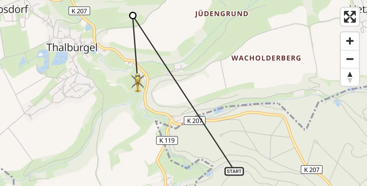 Flugroute Rettungshubschrauber Waldeck - Bürgel, 07 September 2026, 15:27