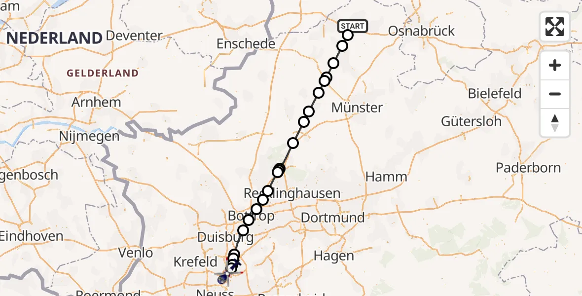 Flugroute Polizeihubschrauber Hörstel - Düsseldorf Flughafen, 07 September 2026, 15:37
