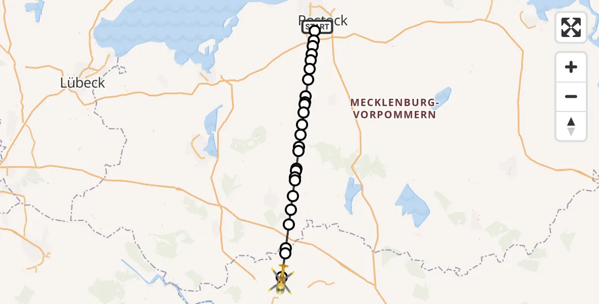 Flugroute Rettungshubschrauber Rostock - Groß Pankow (Prignitz), 07 September 2026, 15:46