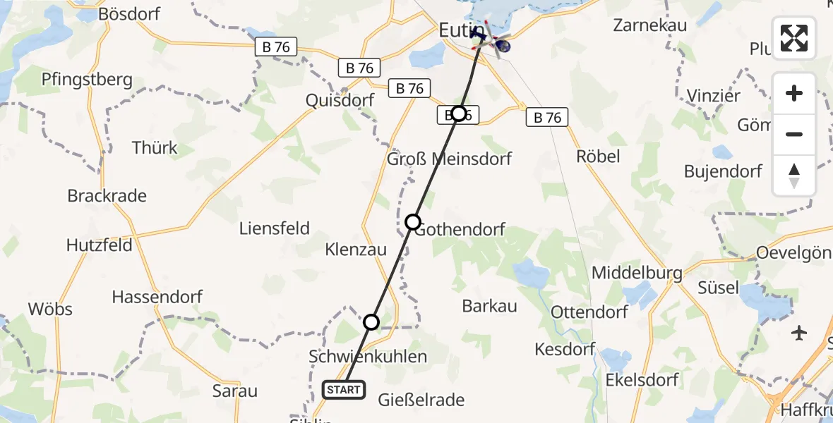 Flugroute Polizeihubschrauber Ahrensbök - Eutin, 07 September 2026, 16:23