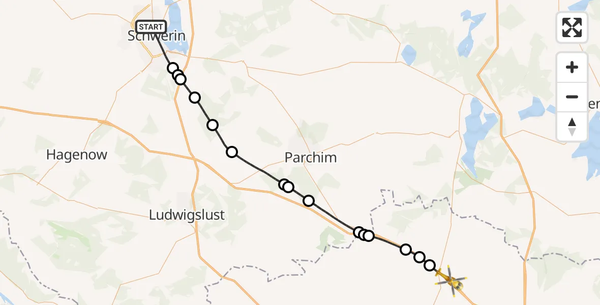 Flugroute Rettungshubschrauber Schwerin - Gerdshagen, 07 September 2026, 17:30