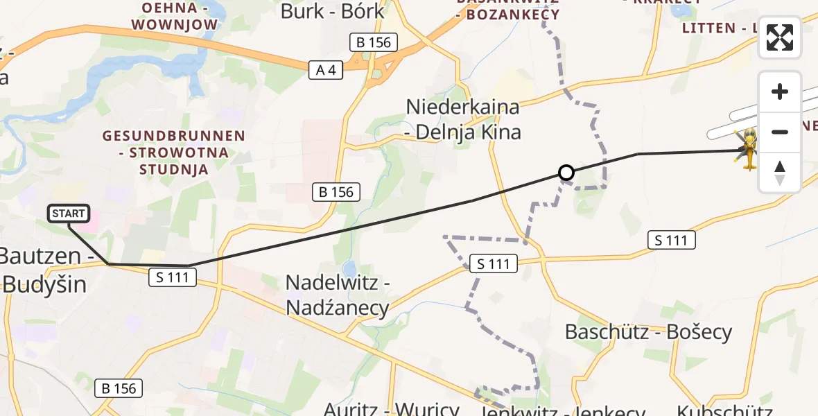Flugroute Rettungshubschrauber Bautzen - Kubschütz, 07 September 2026, 17:46