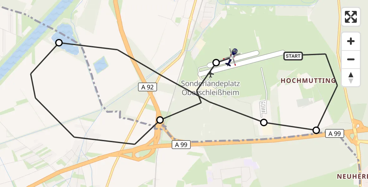 Flugroute Polizeihubschrauber Oberschleißheim - Schleissheim Flugplatz, 07 September 2026, 19:02